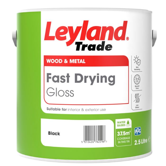 Leyland Trade Fast Drying Gloss Black - 2.5 Litres
