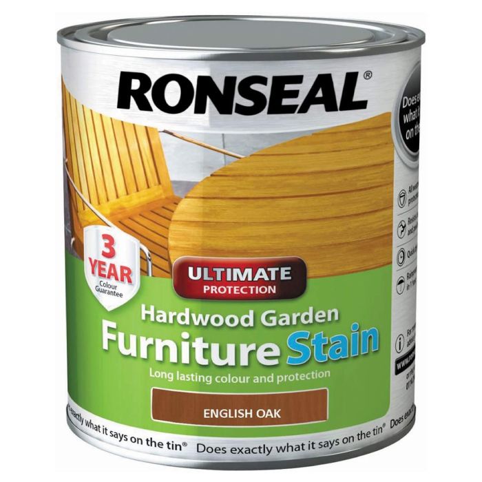 Ronseal Ultimate Protection Hardwood Garden Furniture Stain English Oak 750ml