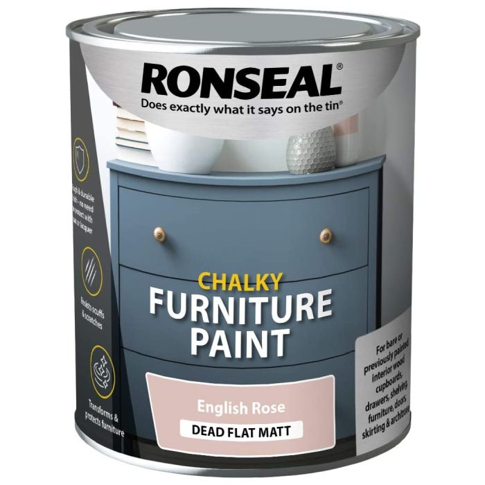 Ronseal Chalky Furniture Paint English Rose 750ml