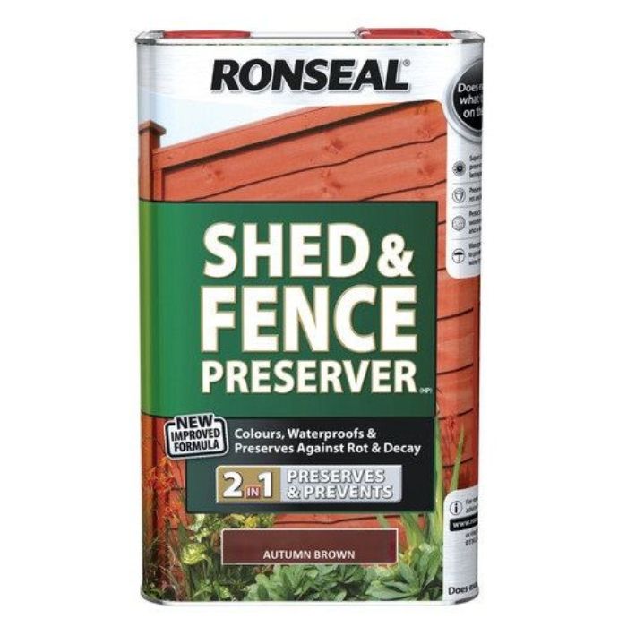 Ronseal Shed and Fence Preserver Autumn Brown 5 Litre