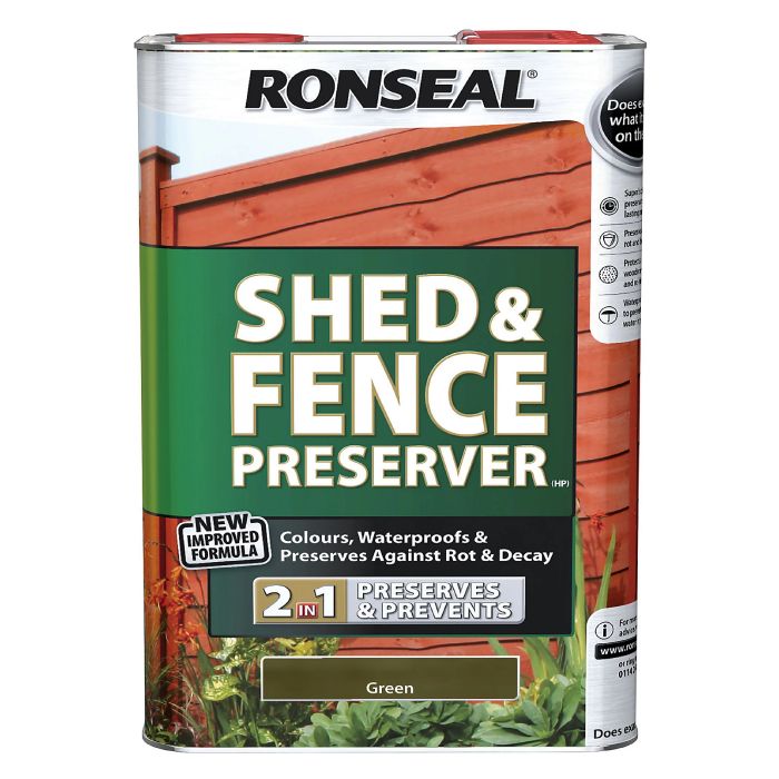 Ronseal Shed and Fence Preserver Green 5 Litre