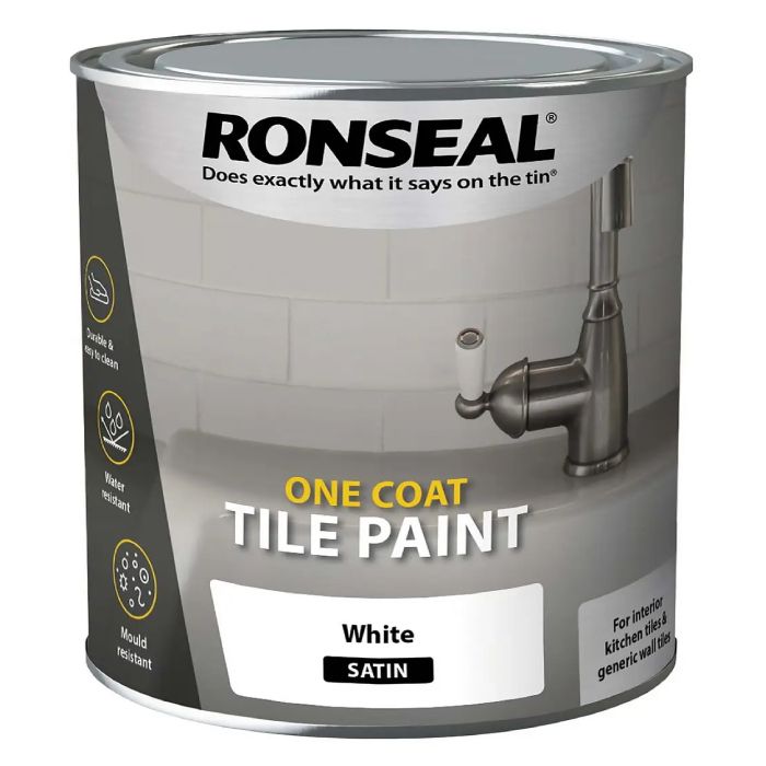 Ronseal One Coat Tile Paint White Satin 750ml