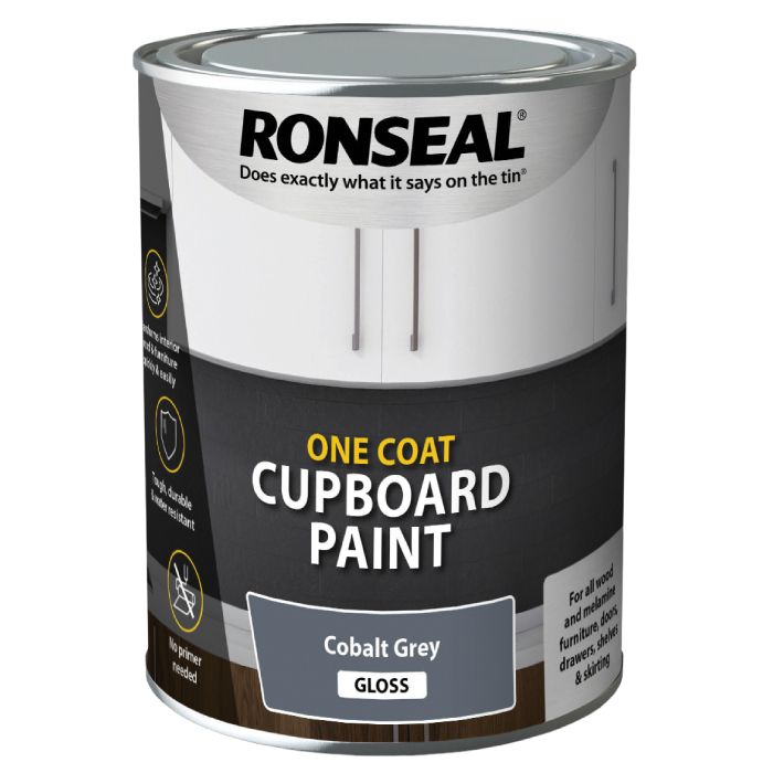 Ronseal One Coat Cupboard Paint Cobalt Grey Gloss 750ml