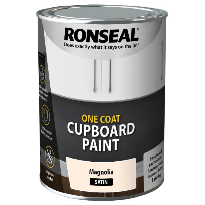 Ronseal One Coat Cupboard Paint Magnolia Satin 750ml
