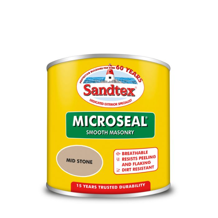 Sandtex Microseal Smooth 15 Year Weatherproof Masonry Paint - Mid Stone