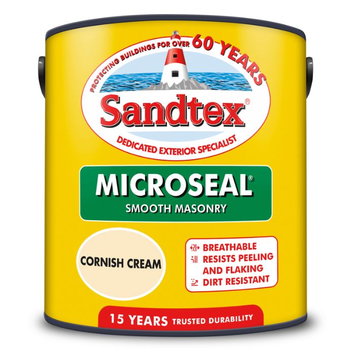 Sandtex Microseal Smooth 15 Year Weatherproof Masonry Paint - Cornish Cream