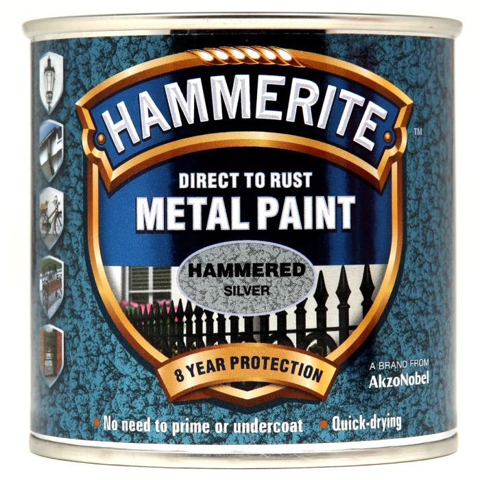 Hammerite Hammered Direct To Rust Metal Paint Silver