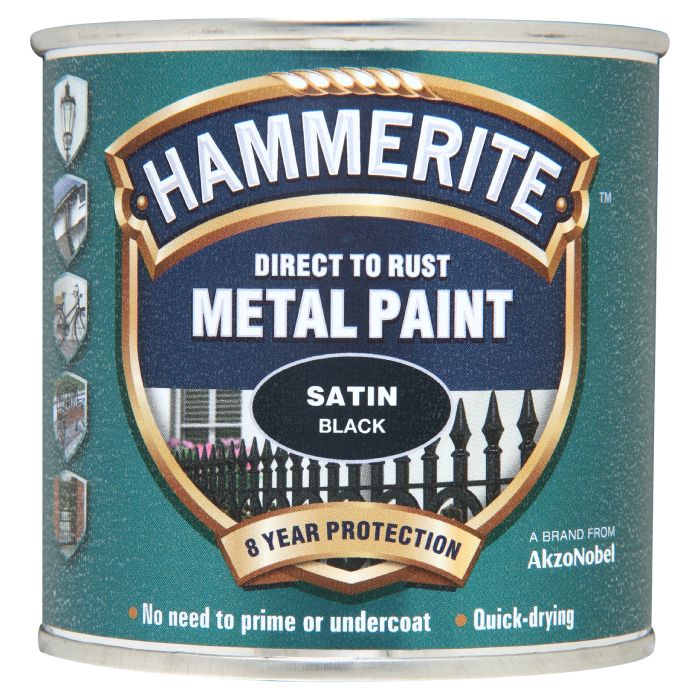 Hammerite Satin Direct To Rust Metal Paint Black
