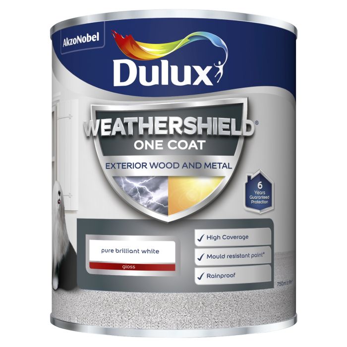 Dulux Weathershield 1 Coat Gloss Pure Brilliant White
