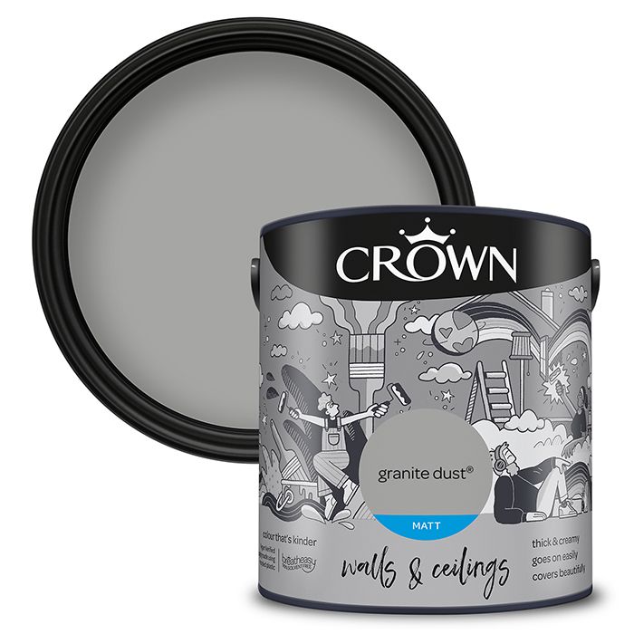 Crown Walls & Ceilings Matt Emulsion - Granite Dust