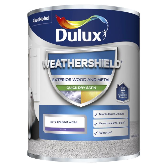 Dulux Weathershield Quick Dry Satin Pure Brilliant White
