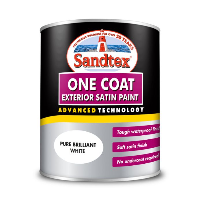 Sandtex One Coat Exterior Satin - Pure Brilliant White