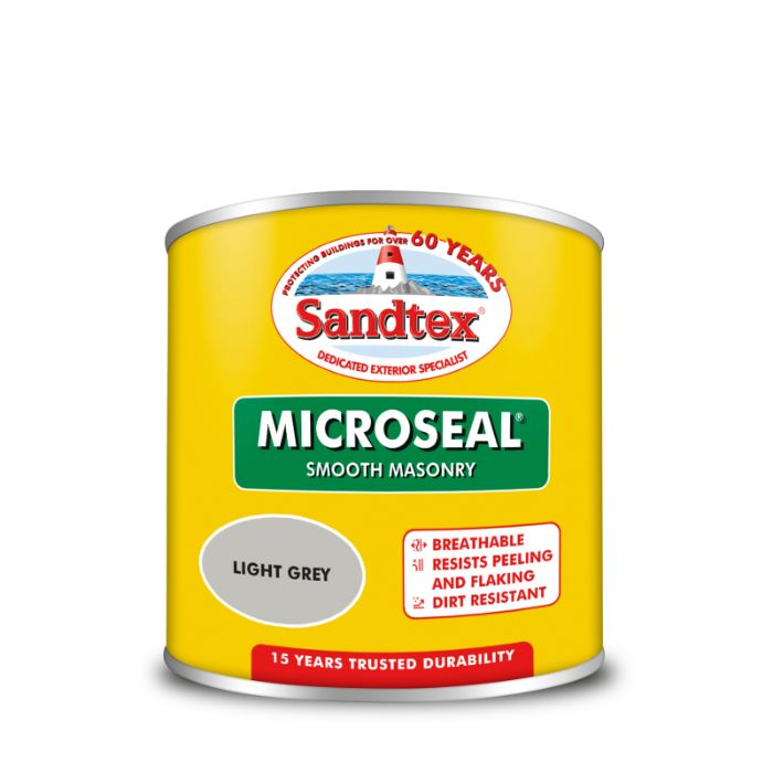 Sandtex Microseal Smooth 15 Year Weatherproof Masonry Paint - Light Grey