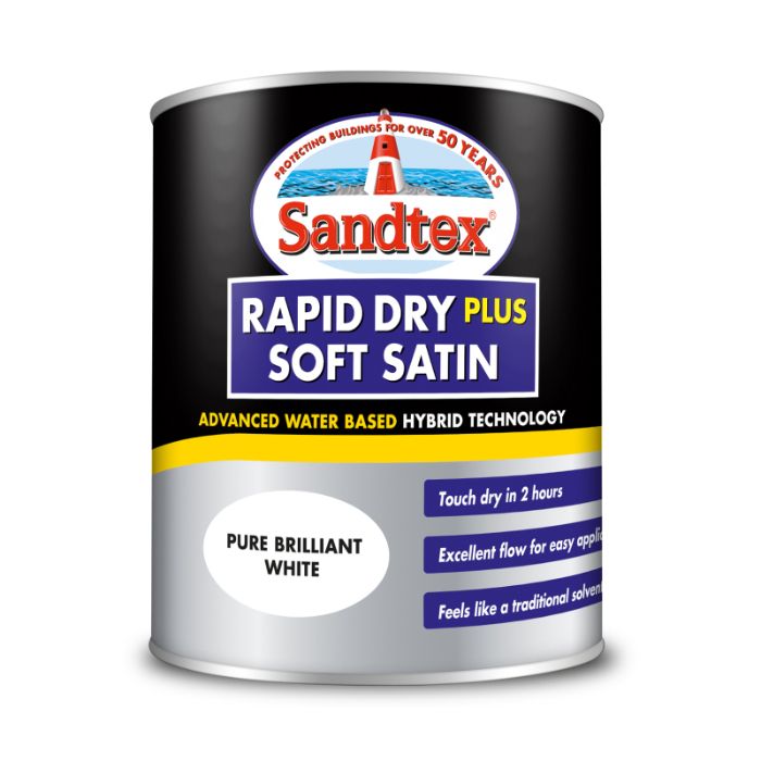 Sandtex Rapid Dry Plus Soft Satin Paint - Brilliant White