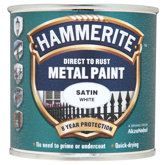 Hammerite Satin Direct To Rust Metal Paint White
