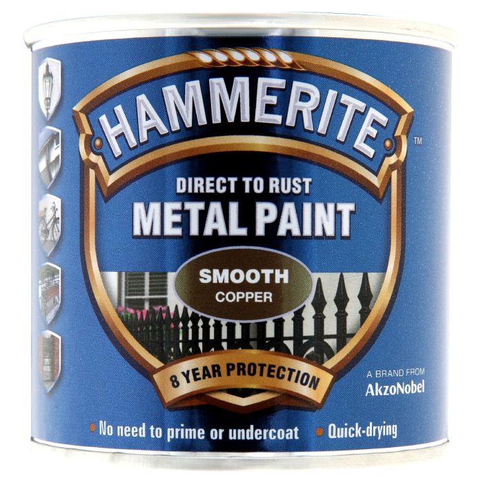 Hammerite Smooth Direct To Rust Metal Paint Copper 250 ml
