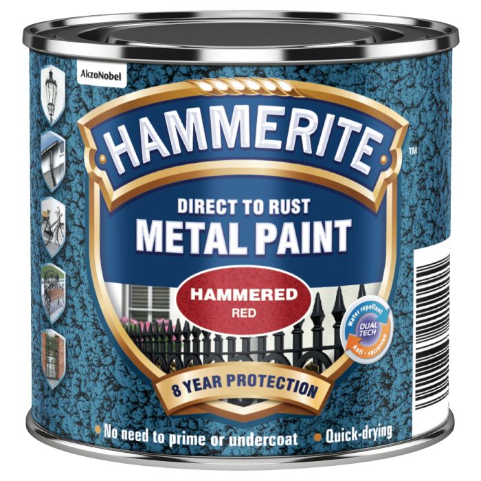 Hammerite Hammered Direct To Rust Metal Paint Red 250 ml
