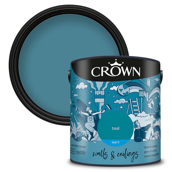 Crown Walls & Ceilings Matt Emulsion - Teal