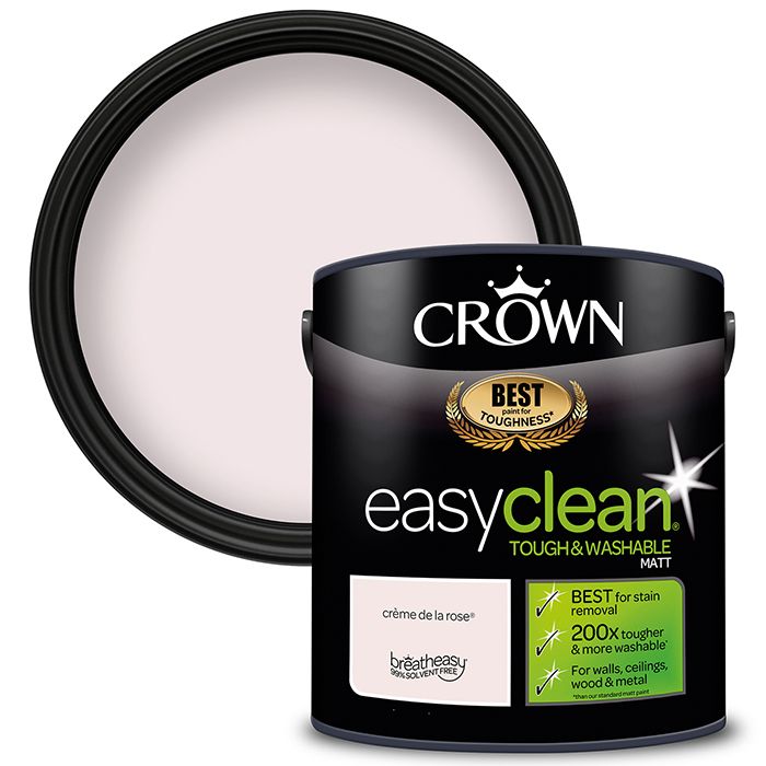 Crown Paints Easyclean Matt - Creme De La Rose - 2.5 Litre