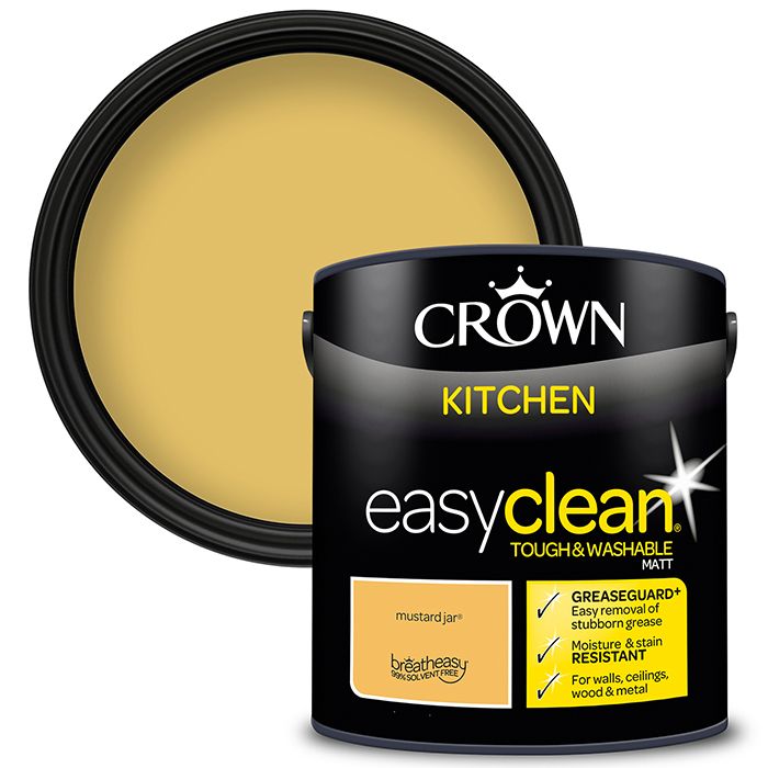 Crown Paints Easyclean Kitchen Matt with Greaseguard+ - Mustard Jar
