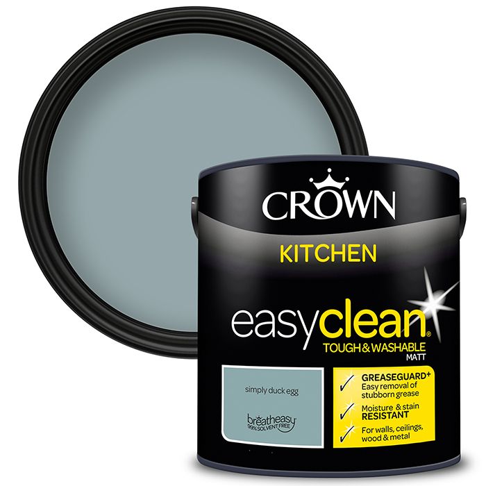 Crown Paints Easyclean Kitchen Matt with Greaseguard+ - Simply Duck Egg
