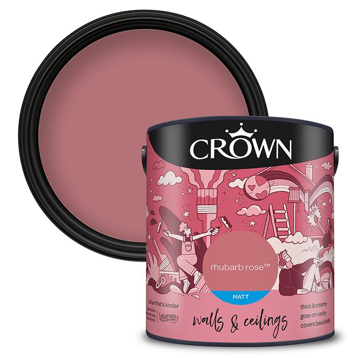 Crown Walls & Ceilings Matt Emulsion - Rhubarb Rose