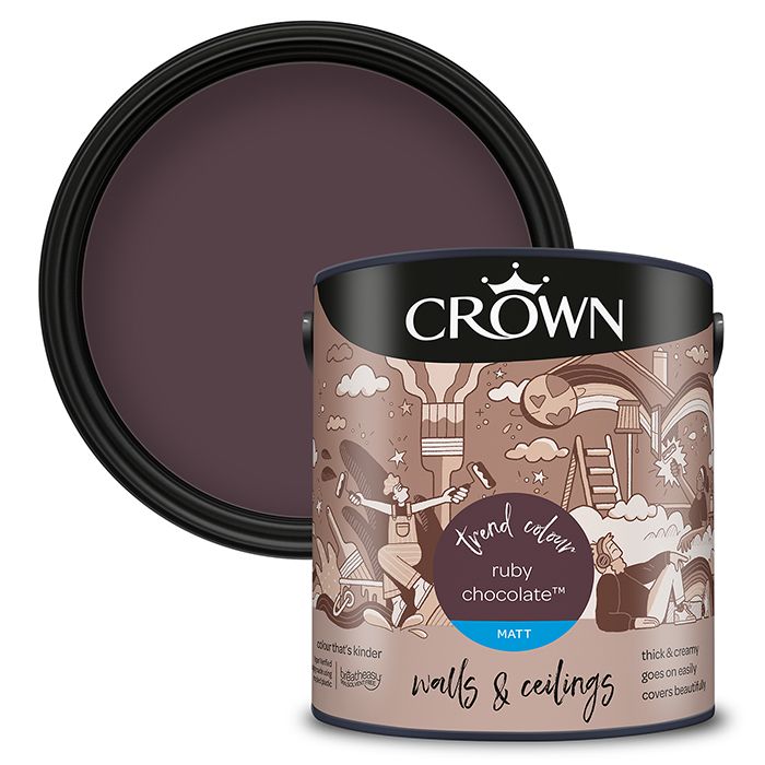 Crown Walls & Ceilings Matt Emulsion - Ruby Chocolate