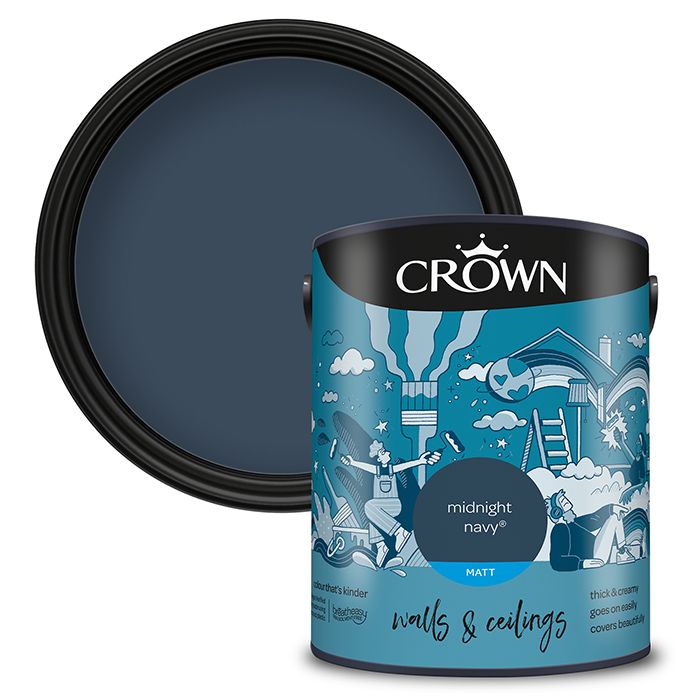 Crown Walls & Ceilings Matt Emulsion - Midnight Navy
