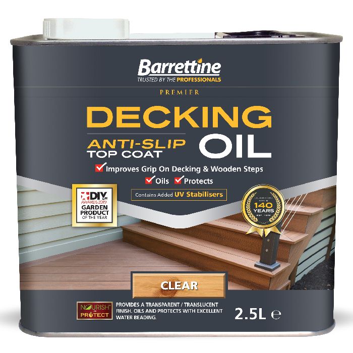 Barrettine Nourish & Protect Decking Oil Anti Slip Top Coat 2.5 Litre