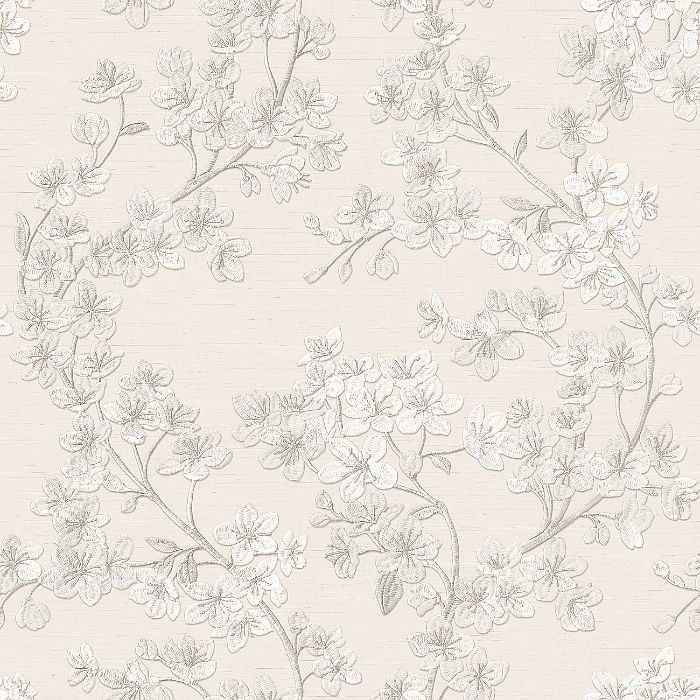 Design ID Grace Cherry Blossom Silver Wallpaper