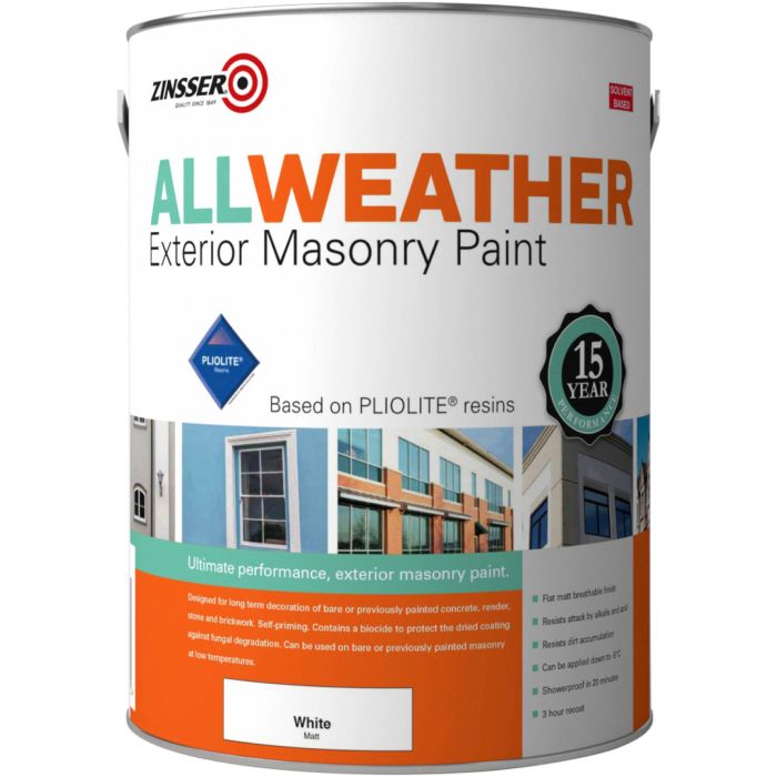 Zinsser AllWeather Solvent Based Masonry White 5 Litre