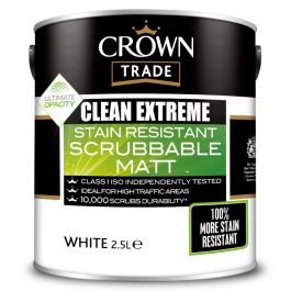 Crown Trade Clean Extreme Stain Resistant Scrubbable Matt White | Trade1st