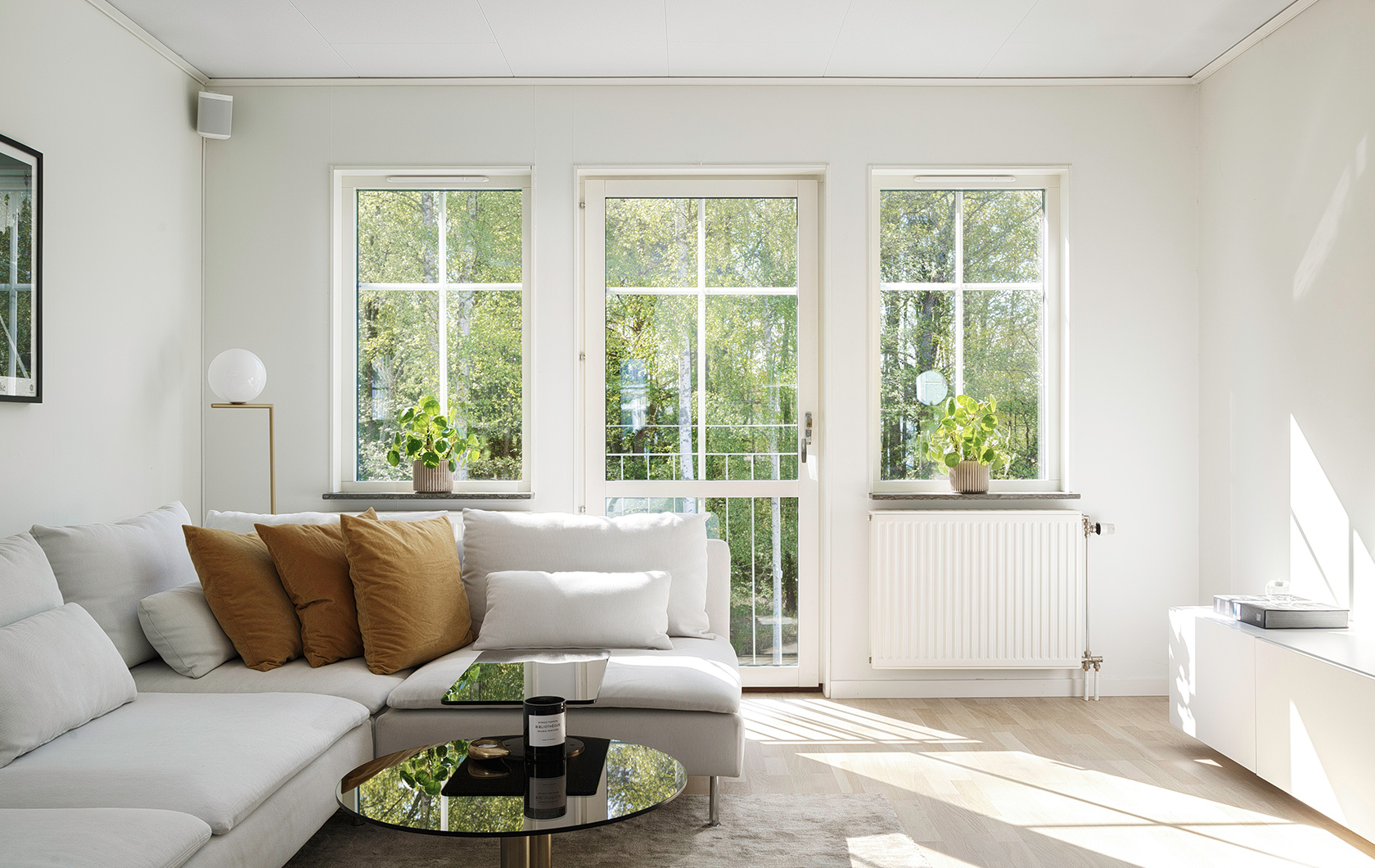 bright living room in white paint