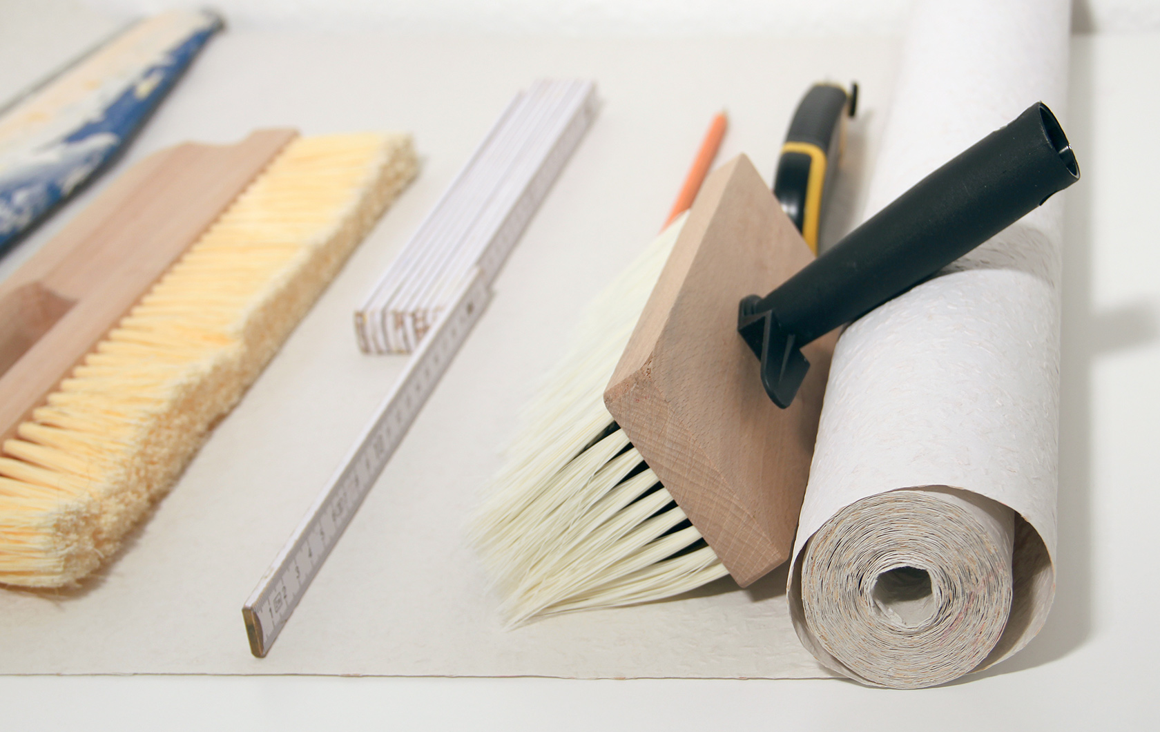 dusting brush and painting and decorating supplies