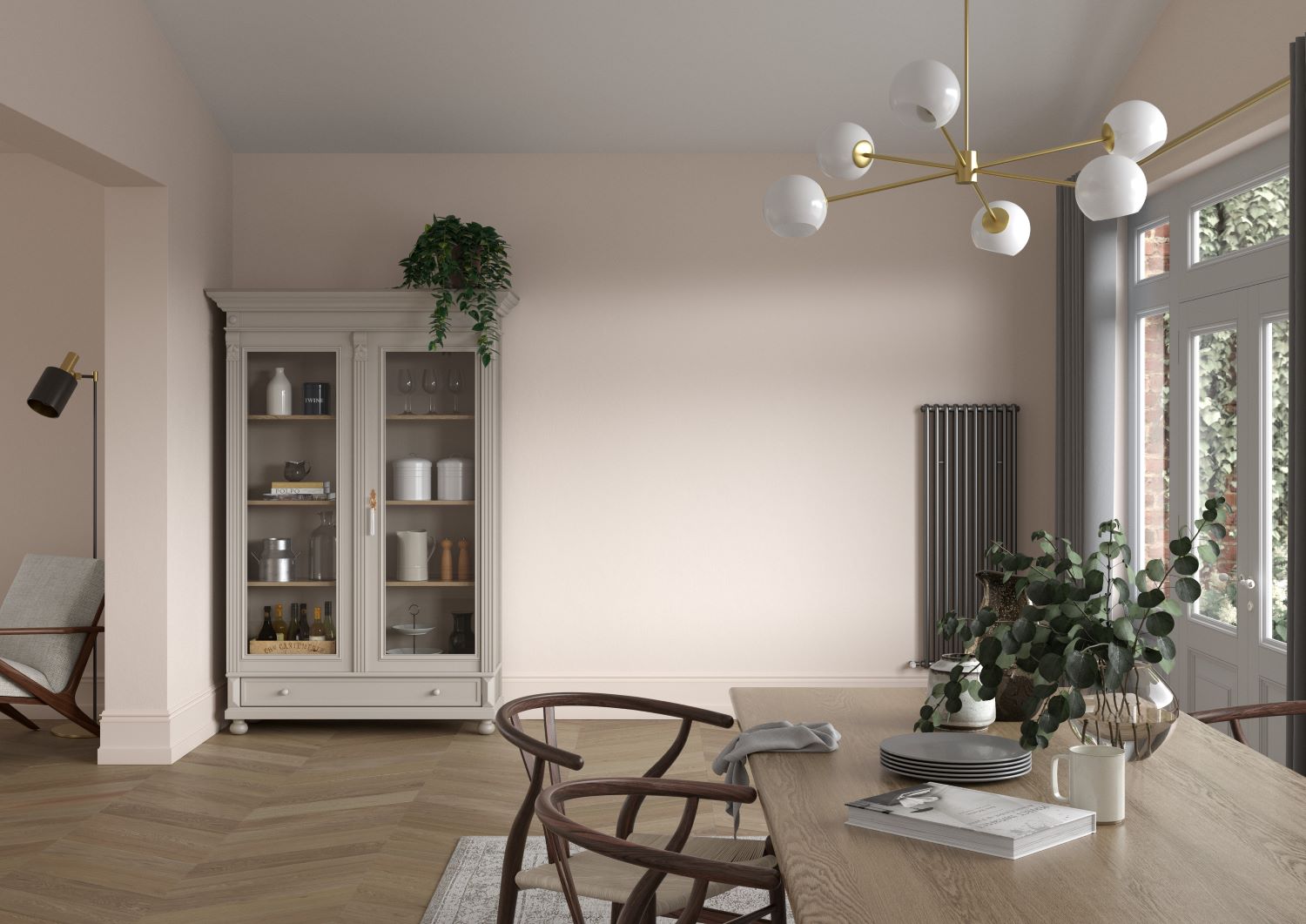 dulux heritage powder colour pink paint in a dining room